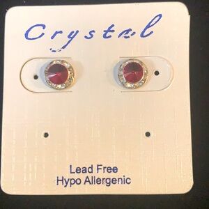 Crystal Earrings Hypoallergenic Lead Free Red Crystals NWT Dainty Minimalist